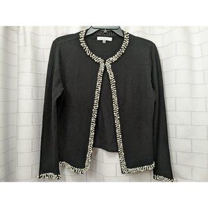 Siani Milano Black Open Cardigan Sweater with Pearl Details Women's Size Small